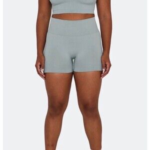 Set Active Sculptflex Bike Shorts Rain Blue Ribbed Activewear Size Medium Womens